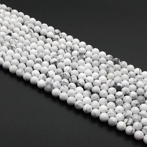 Perles rondes lisses en Howlite blanche naturelle de 4mm pour la fabrication de bijoux chez le grossiste, achetez maintenant de qualité AAA régulière - Product Image 1