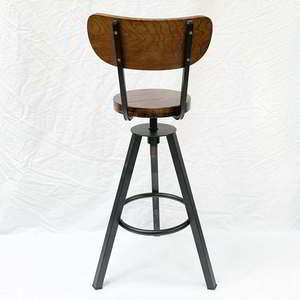 <b>Adjustable</b> Industrial/Contemporary <b>Bar</b> Chair with Wooden Seat and Metal Legs for Events - Product Image 5