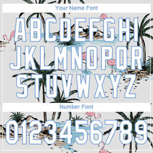 Nuevo blanco y azul claro patrón 3D Hawaii palmeras auténtica camiseta de béisbol-para hombres, mujeres y jóvenes - Product Image 5