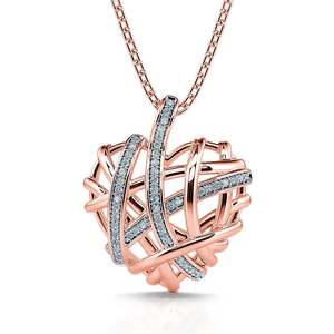 Collier en argent sterling en forme de cœur entrelacé Jeulia avec zircon et perle - Product Image 1