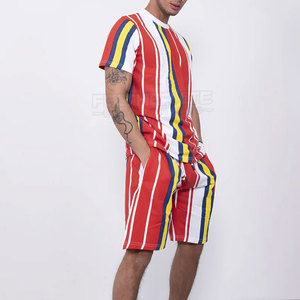 Vente en gros Ensemble de t-shirts et shorts décontractés pour hommes avec logo personnalisé Taille élastique Longueur genou - Product Image 3