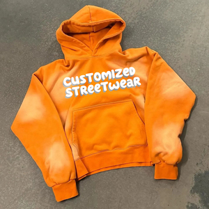 Venta al por mayor de calidad Puff de impresión de peso pesado de algodón con capucha de los hombres de gran tamaño de impresión personalizada de lujo pulóver de algodón sudaderas con capucha personalizadas - Product Image 1