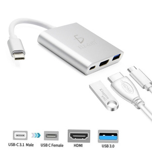 3 in 1 Type C <b>Hub</b> Adapter with 4K for HDMI <b>USB</b> 3.1 Charging Interfaces Durable Aluminium Alloy for Data Transfer and Charging - Product Image 6