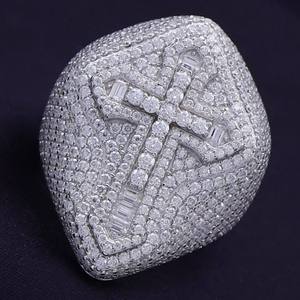 11.00 Carat VVS Moissaniote Round & Baguette Cut Diamond <b>Ice</b> Out Wedding <b>Ring</b> Jewelry For Men's 925 Sterling Silver - Product Image 5