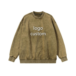 Hot Fashion Cotton <b>Vintage</b> Neck <b>Sweater</b> Custom Logo French Terry Crewneck Popular Women Acid Wash Sweatshirt - Product Image 1
