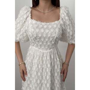 <b>White</b> <b>Balloon</b> Sleeve Ruffled Dress - <b>White</b> - Product Image 4