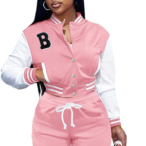 Design personnalisé de vestes universitaires remplies de coton de qualité supérieure pour femmes, vêtements de sport longs et décontractés respirants, baseball personnalisé, OEM - Product Image 6