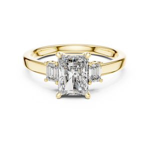 Bague de fiançailles de luxe en or rose avec trois diamants taille radiant, bijoux de mariage classiques pour femme - Product Image 6