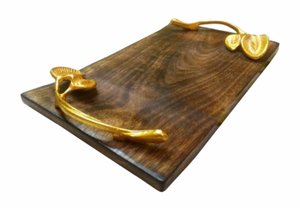 Plateau de service moderne en bois et en aluminium de qualité pour le thé, le café et le chocolat-pour la maison, l'hôtel, le Ramadan, le mariage et les occasions de Diwali - Product Image 6