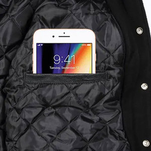 แจ็คเก็ตเลตเตอร์แมนผ้าวูลคลาสสิก แขนหนัง แต่งขอบยางยืด สำหรับผู้ชาย แจ็คเก็ตวาร์ซิตี้ผ้าวูลผู้ชายแบบ OEM - Product Image 4