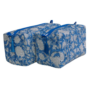 Bolsa DE ASEO con estampado de bloque de mano indio de alta calidad, monedero, bolsa de cosméticos, juego de dos bolsas a precio mayorista - Product Image 1