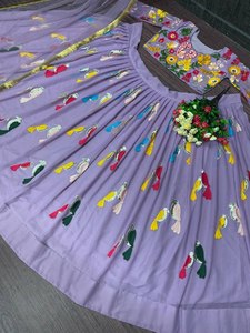 Filet lourd Dupatta de créateur avec georgette et sequin Work Party Wear Lehenga Choli - Product Image 4