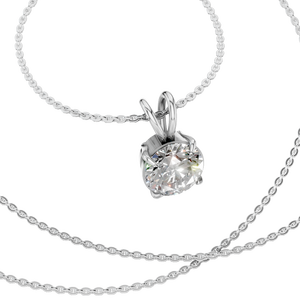 Popular Colgante de Oro Sólido de 14K con Moissanita de 1 Quilate y Cadena de Eslabones, Certificado IGI, Estilo Clásico para Mujer, Regalo y Fiesta - Product Image 1