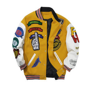 2025 nueva chaqueta universitaria de manga larga de primavera y otoño europea y americana con cuello levantado recubierto empalmado acanalado de un solo pecho - Product Image 1