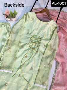 La última ropa de festival de boda lista para usar para mujeres Estilo indio pakistaní Salwar Kameez con Jimmi Cho Dupatta - Product Image 3