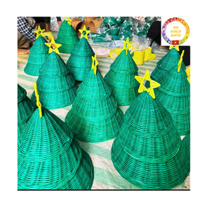 Décorations suspendues d'arbre de Noël en rotin naturel faites à la main ensemble d'ornements en osier rustiques pour la décoration de la maison de vacances d'hiver - Product Image 1