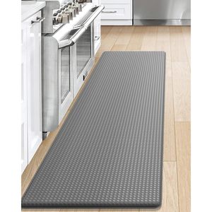 Tapis de sol anti-fatigue multicouche personnalisé en PVC, simili cuir, mousse SBR, style bohème, absorbant les chocs, ensemble de tapis de cuisine - Product Image 1