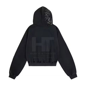 Confortable en stock Logo personnalisé hiver strass sweats à capuche respirant 100% coton surdimensionné ajustement de haute qualité sur mesure - Product Image 2