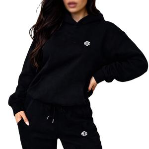 Wholesale Unisex Oversized <b>Black</b>-Pullover <b>Hoodies</b> Women Custom Cotton Fleece Pullover Private Label Streetwear Wholesale USA - Product Image 6