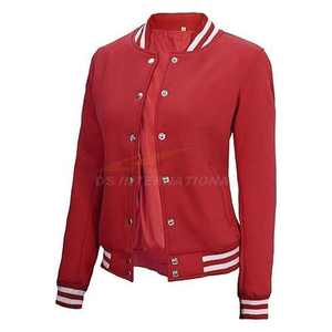 Veste courte bombardier universitaire pour femmes OEM marque personnalisée broderie Logo Baseball Letterman vestes usine en vrac vente en gros - Product Image 5