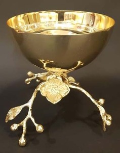 High Quality Round Shape Serving Bowl Fancy <b>Work</b> with Golden Metal <b>Stand</b> Customized Technique for Wedding Decor - Product Image 4