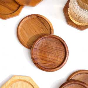 Ensemble de sous-verres en bois de teck de caboteur de noyer, ensemble de 5 sous-verres en bois de 3 pouces - Product Image 3