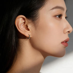 Pendientes de Aro de Acero Inoxidable para Mujer, con Zirconia, Estilo Vintage, Color Oro 18K y Plata, Joyería Elegante - Product Image 2