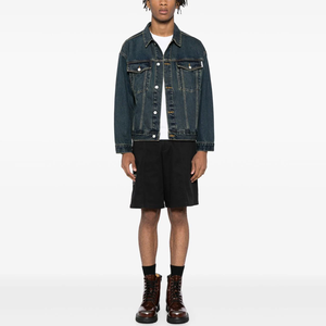 Veste en jean classique pour homme, coupe oversize, avec boutons décoratifs, style vintage, en denim bleu délavé, pour usage intensif - Product Image 6