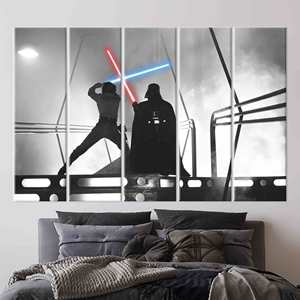Darth Vader Luke Skywalker Fight Art Canvas Print - Star <b>Wars</b> Decor,5P:Gallery Wrapped - Product Image 1