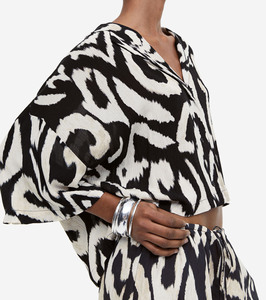 Sublimation design crop <b>top</b> Heavyweight Sand-Washed Silk Draped and <b>Silky</b>, Long-Sleeved Satin Shirt With Large Collar shirt - Product Image 5