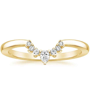 Anillo de Boda con Diamante Cultivado en Laboratorio, Corte Pera, Diseño Popular 2024, Anillos Apilables en Forma de U, Oro 14K, Venta al Por Mayor - Product Image 5