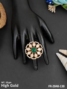 Traditional Kundan <b>Jewellery</b> High Gold Polish with Pearl & Stone DetailingFinger Rings - Product Image 2