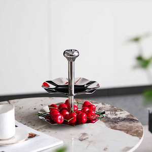 Bandeja de Servicio de Metal de 2 Niveles para Frutas, Postres, Aperitivos, Decoración del Hogar, Regalo, Exhibición para Hoteles y Restaurantes, Juego Premium Pro - Product Image 5