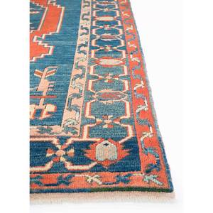 Tapis en laine noué à la main Nuray Blue Pae-1195 9x12, motif rectangulaire à médaillon pour la décoration de la maison et du salon - Product Image 4