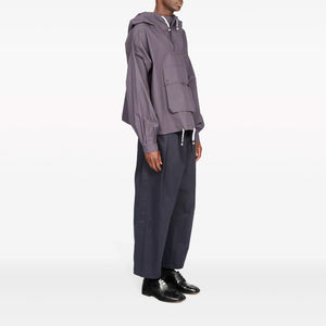 Sweat-shirt à capuche vintage en coton enduit, personnalisé OEM, pour homme, hiver, écologique, avec cordon de serrage, poche avant et bouton décoratif - Product Image 1