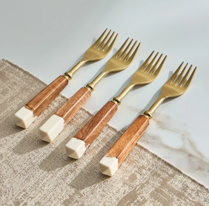 Vaisselle Couverts à manche en bois plaqué or Meilleur style Serveur de salade personnalisé Table à manger de mariage Durable - Product Image 4