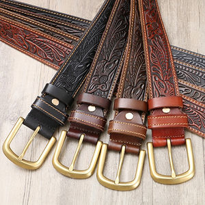 Cinturón de Cuero Genuino de Alta Calidad para Hombre, Hebilla con Logotipo Grabado Personalizado, Estilo Casual Occidental, Precio Bajo desde Pakistán - Product Image 5