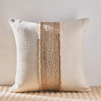 Housse de coussin décorative en coton et jute faite à la main |   Housse de coussin en tissu naturel écologique, style bohème, tissée à la main, pour canapé, décoration de la maison
