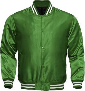 Veste universitaire avec logos de marque personnalisés pour hommes, col montant avec écusson de broderie en chenille, veste universitaire en satin de style hivernal - Product Image 3