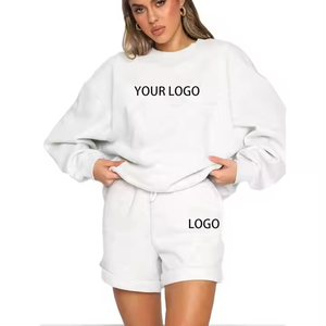 Conjunto de pantalones cortos de forro polar unisex de fabricante superior con logotipo de impresión personalizadoOEM crea tu propio estilo chándal de dos piezas de forro polar de alta calidad - Product Image 1