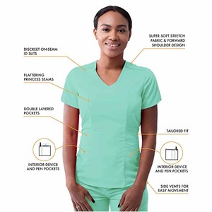 Ensemble de gommage expert professionnel pour femmes haut de gommage à col en V incurvé et ensembles de pantalons de gommage à cordon conique - Product Image 3