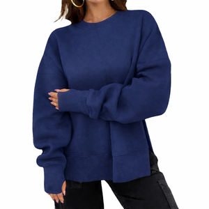 Custom Womens Oversized Crewneck Sweatshirt Gray Casual Loose Fit Long Sleeve Pullover - Product Image 5