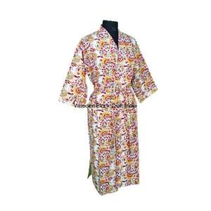 Women's Hand-printed Floral <b>Pattern</b> <b>Quilted</b> <b>Jacket</b> 100% Organic Cotton Three Quarter Sleeve Reversible Eco-Friendly Breathable - Product Image 1