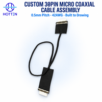 Rangkaian Kabel Koaksial Mikro Custom FPC HRS DF36 30Pin 0.5mm Pitch 42AWG untuk Layar LCD