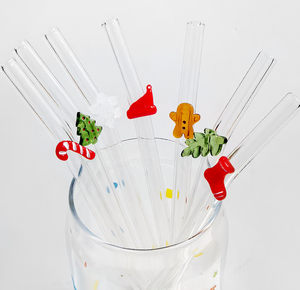 Pajita Reutilizable Ecológica Resistente al Calor, Colorida, Transparente, de Vidrio Curvado de Borosilicato Resistente a los Golpes para Accesorios de Bar - Product Image 1