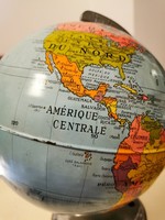 Globo Terráqueo Vintage Replogle, Hecho a Mano, de Metal, con Base de Aluminio, Decoración de Escritorio, Herramienta Educativa de Geografía, Estilo Mediados de Siglo
