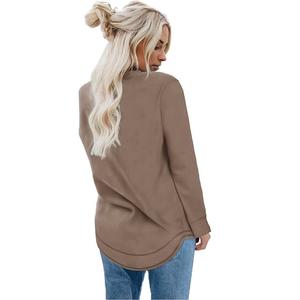 Sudadera de algodón de gran tamaño para mujer, cómoda, sólida, con cuello redondo y manga larga de lujo, al mejor precio, de Bangladesh - Product Image 4
