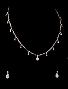 premium 14 kt rose gold lab grown diamond <b>necklace</b> <b>and</b> <b>earring</b> <b>set</b> handcrafted <b>bridal</b> jewelry made in india for gifting - Product Image 6