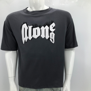 Long T-shirt tricoté 100% coton personnalisé pour hommes avec lettrage imprimé respirant de haute qualité - Product Image 1