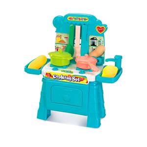 ROBINCOOL 2-in-1 Blue Kitchen Set with Shopping <b>Trolley</b> 29 X 13 X 31 cm Kitchen & Food Toys - Product Image 1